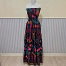 Vestido Longo Lastex Lauren Crepe de Seda