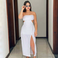 Vestido Midi Com Aberturas e Fenda Jade