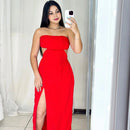 Vestido Midi Com Aberturas e Fenda Jade