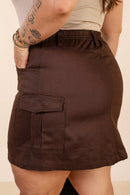 Saia Cargo Curta Sarja Marrom