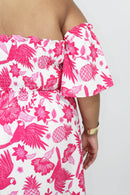 Vestido Midi Ombro a Ombro com Mangas Diana