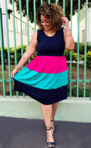 Vestido Regata Alça Larga Três Babados